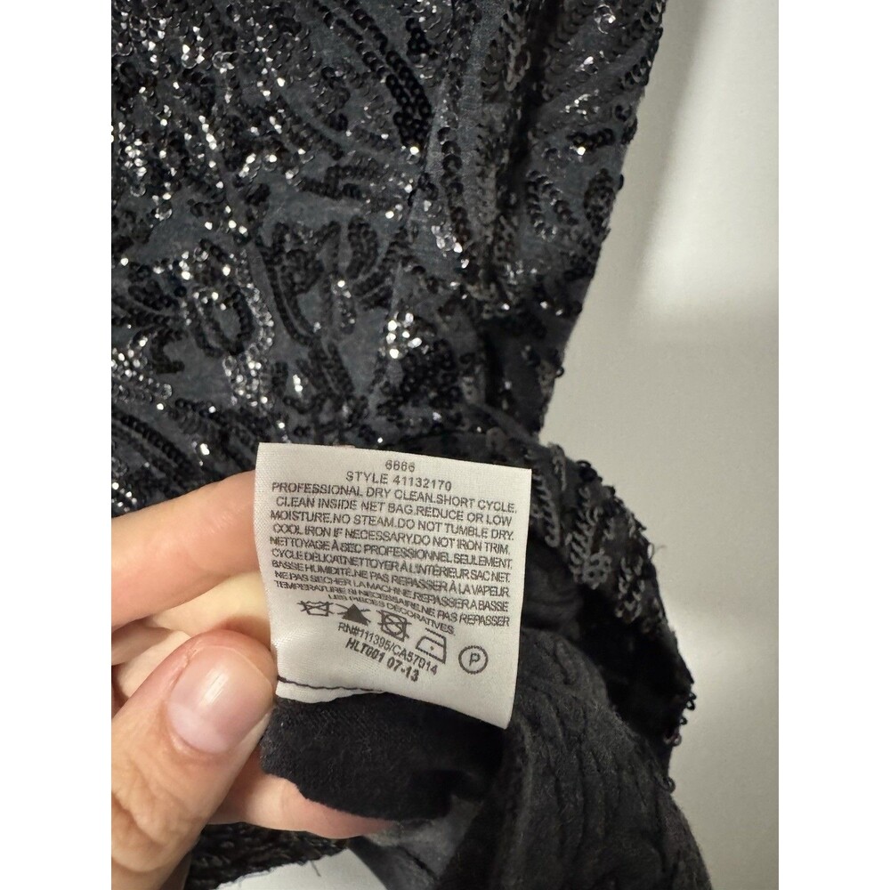 Tory Burch Arabesque Gillian Sequin Tee Shirt Short-Sleeve M Gray Black Women's - Picture 5 of 6